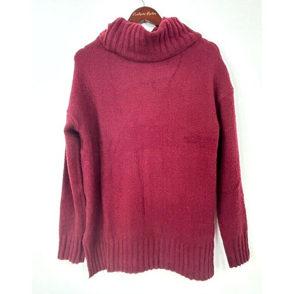 Womens Sweater Burgundy Knit Acrylic Long Raglan Sleeve Turtleneck Pullover Sz M - Picture 6 of 12